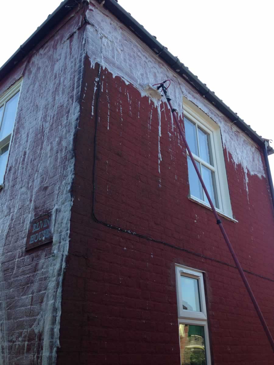 best ladderless building washing. Low pressure wall cleaning Norfolk